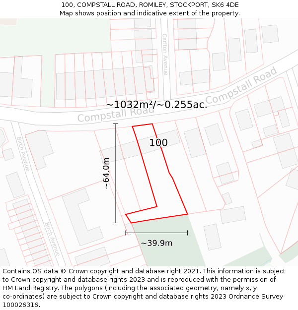 100, COMPSTALL ROAD, ROMILEY, STOCKPORT, SK6 4DE: Plot and title map
