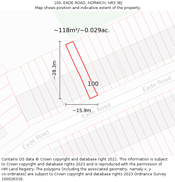 100, EADE ROAD, NORWICH, NR3 3EJ: Plot and title map