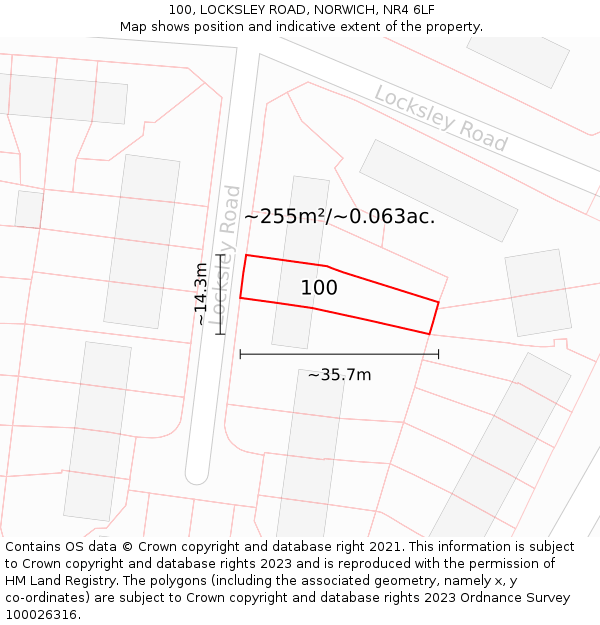 100, LOCKSLEY ROAD, NORWICH, NR4 6LF: Plot and title map