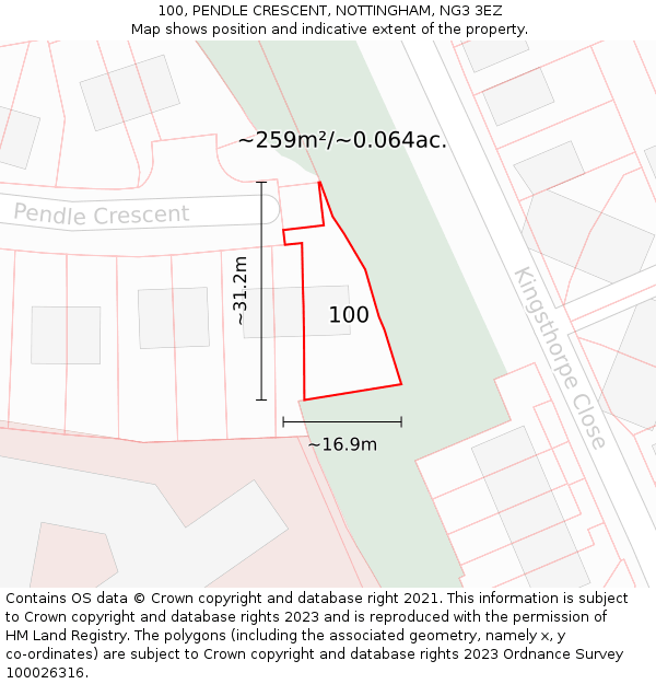 100, PENDLE CRESCENT, NOTTINGHAM, NG3 3EZ: Plot and title map