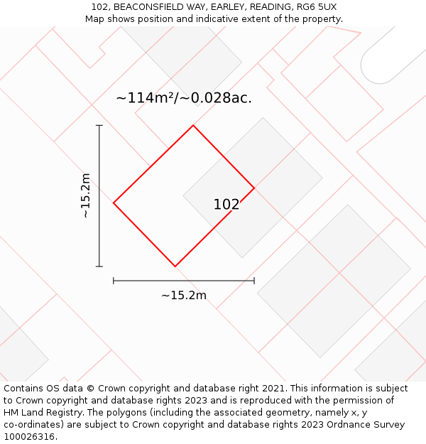 102, BEACONSFIELD WAY, EARLEY, READING, RG6 5UX: Plot and title map
