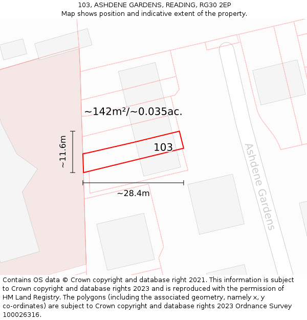 103, ASHDENE GARDENS, READING, RG30 2EP: Plot and title map