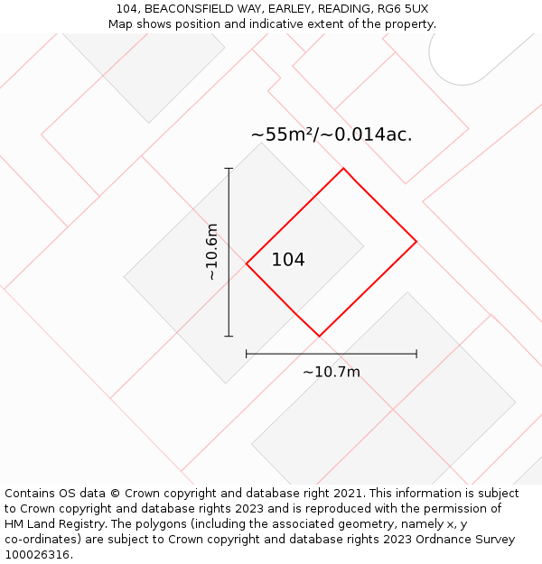 104, BEACONSFIELD WAY, EARLEY, READING, RG6 5UX: Plot and title map
