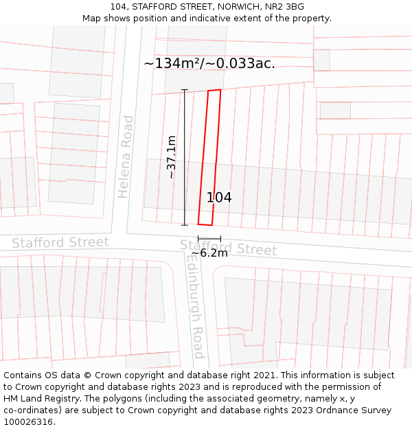 104, STAFFORD STREET, NORWICH, NR2 3BG: Plot and title map