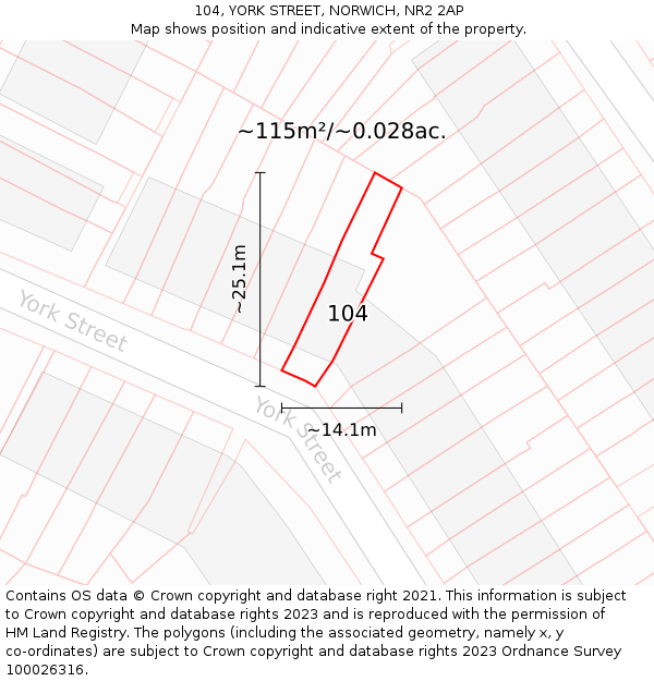 104, YORK STREET, NORWICH, NR2 2AP: Plot and title map