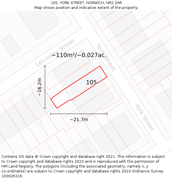 105, YORK STREET, NORWICH, NR2 2AR: Plot and title map