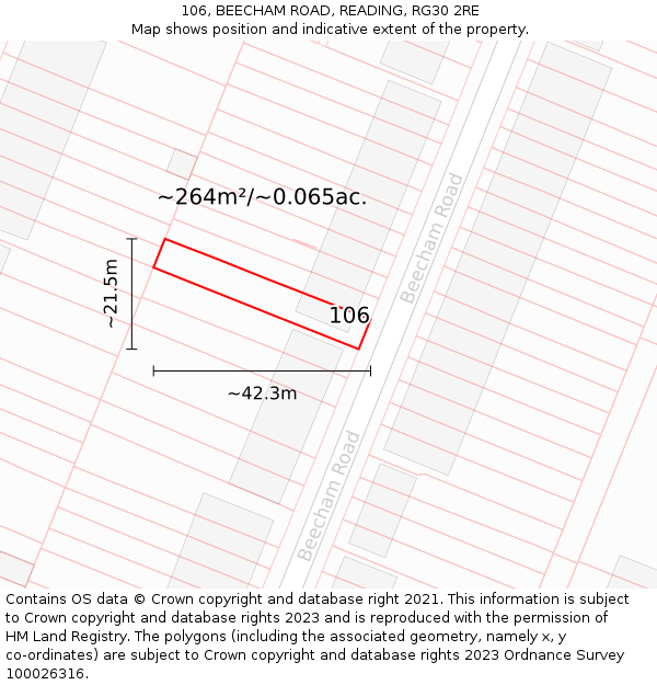 106, BEECHAM ROAD, READING, RG30 2RE: Plot and title map
