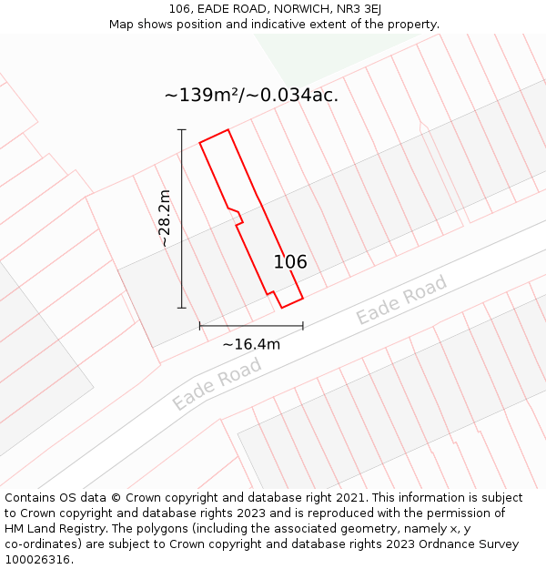 106, EADE ROAD, NORWICH, NR3 3EJ: Plot and title map