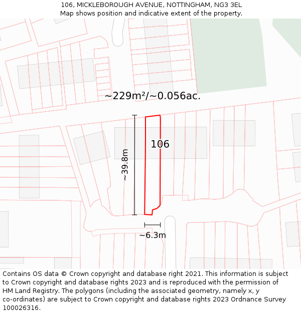 106, MICKLEBOROUGH AVENUE, NOTTINGHAM, NG3 3EL: Plot and title map