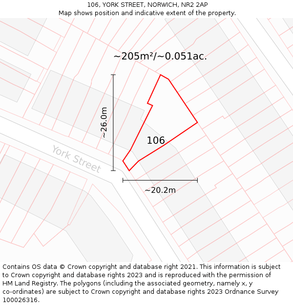 106, YORK STREET, NORWICH, NR2 2AP: Plot and title map