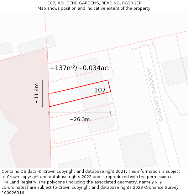107, ASHDENE GARDENS, READING, RG30 2EP: Plot and title map