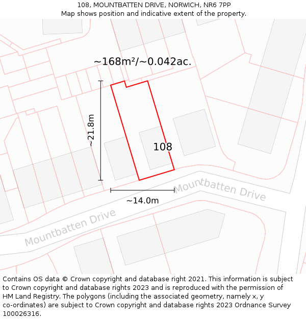 108, MOUNTBATTEN DRIVE, NORWICH, NR6 7PP: Plot and title map