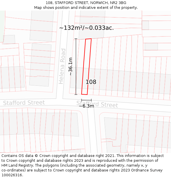 108, STAFFORD STREET, NORWICH, NR2 3BG: Plot and title map