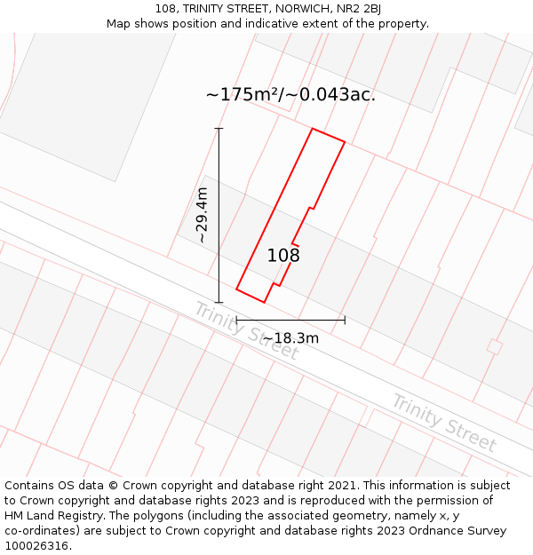 108, TRINITY STREET, NORWICH, NR2 2BJ: Plot and title map