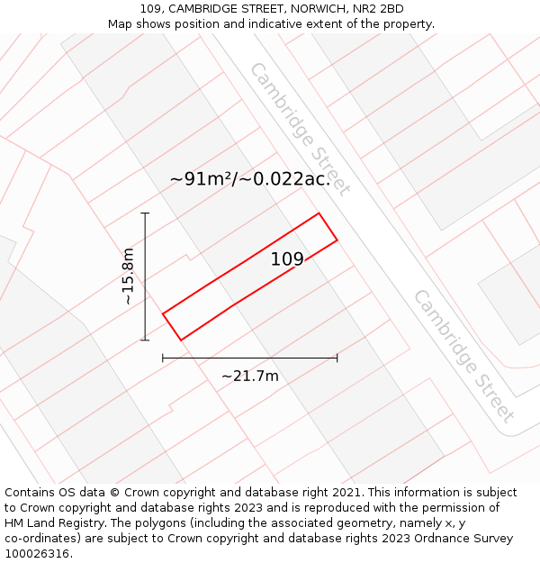 109, CAMBRIDGE STREET, NORWICH, NR2 2BD: Plot and title map