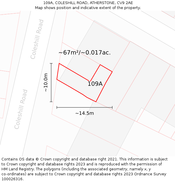 109A, COLESHILL ROAD, ATHERSTONE, CV9 2AE: Plot and title map