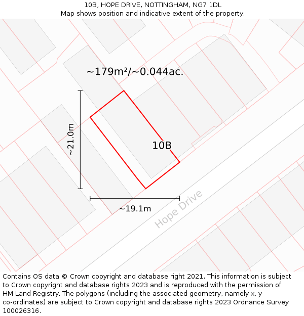 10B, HOPE DRIVE, NOTTINGHAM, NG7 1DL: Plot and title map