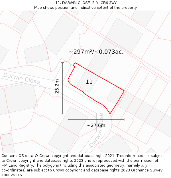 11, DARWIN CLOSE, ELY, CB6 3WY: Plot and title map