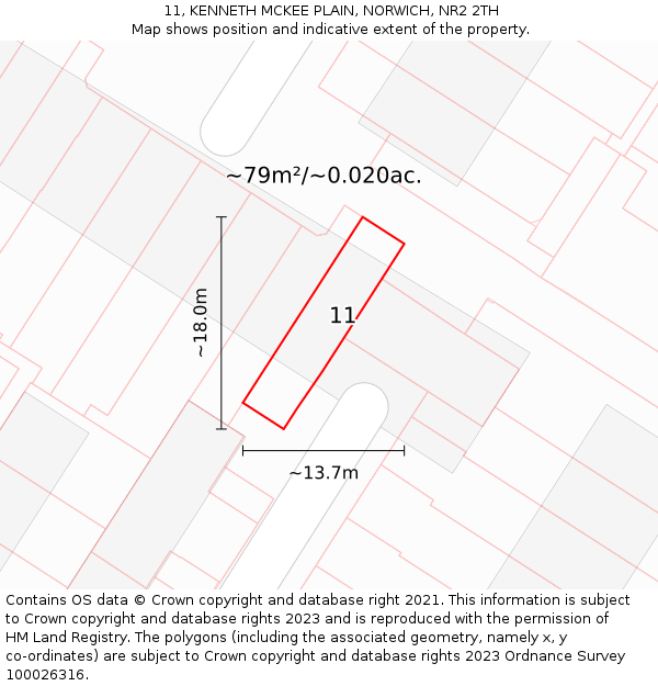 11, KENNETH MCKEE PLAIN, NORWICH, NR2 2TH: Plot and title map
