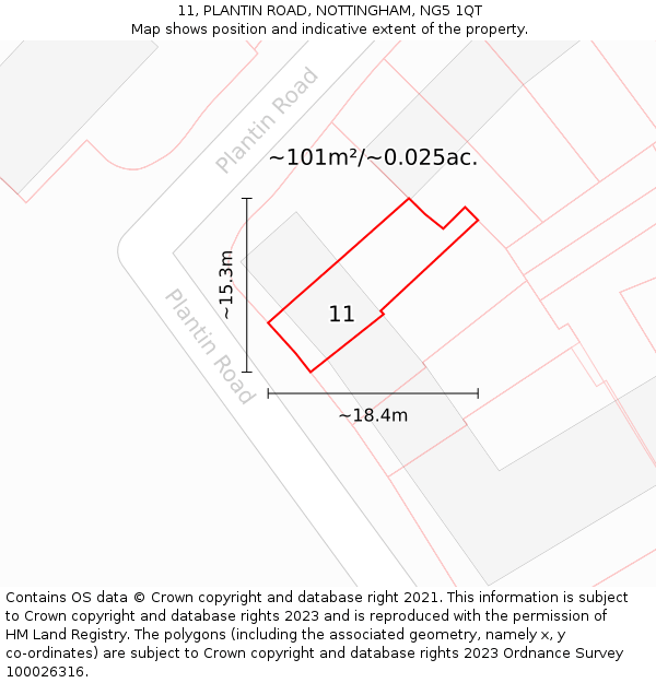 11, PLANTIN ROAD, NOTTINGHAM, NG5 1QT: Plot and title map