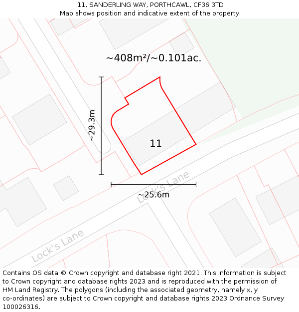 11, SANDERLING WAY, PORTHCAWL, CF36 3TD: Plot and title map