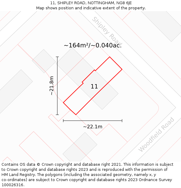 11, SHIPLEY ROAD, NOTTINGHAM, NG8 6JE: Plot and title map