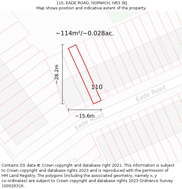 110, EADE ROAD, NORWICH, NR3 3EJ: Plot and title map