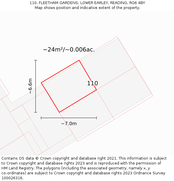 110, FLEETHAM GARDENS, LOWER EARLEY, READING, RG6 4BY: Plot and title map