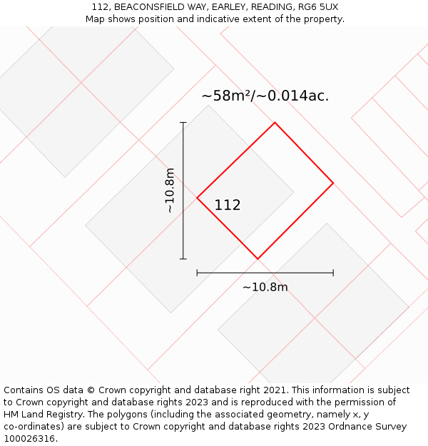 112, BEACONSFIELD WAY, EARLEY, READING, RG6 5UX: Plot and title map