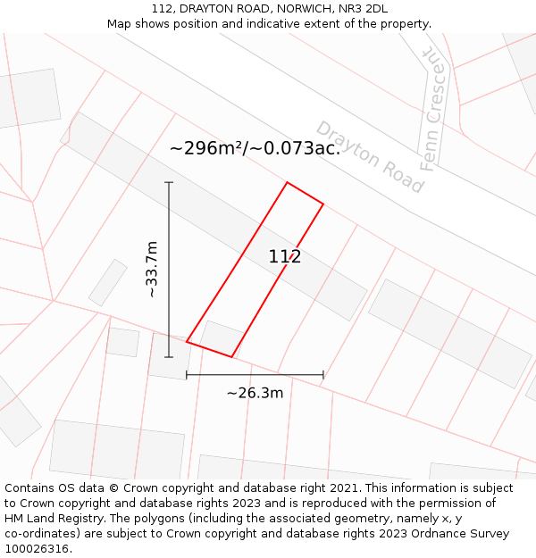112, DRAYTON ROAD, NORWICH, NR3 2DL: Plot and title map