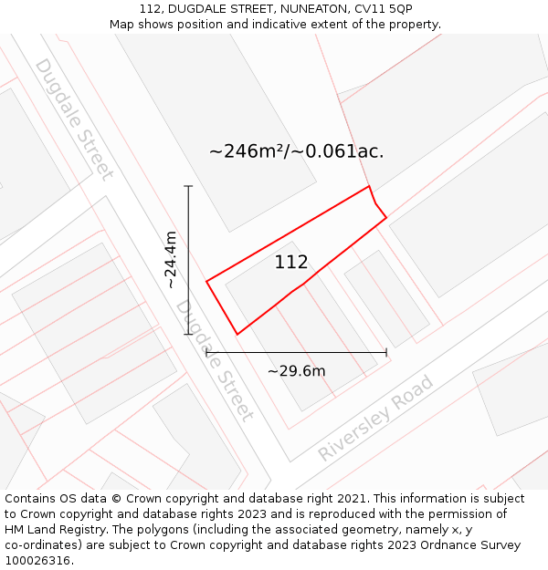 112, DUGDALE STREET, NUNEATON, CV11 5QP: Plot and title map