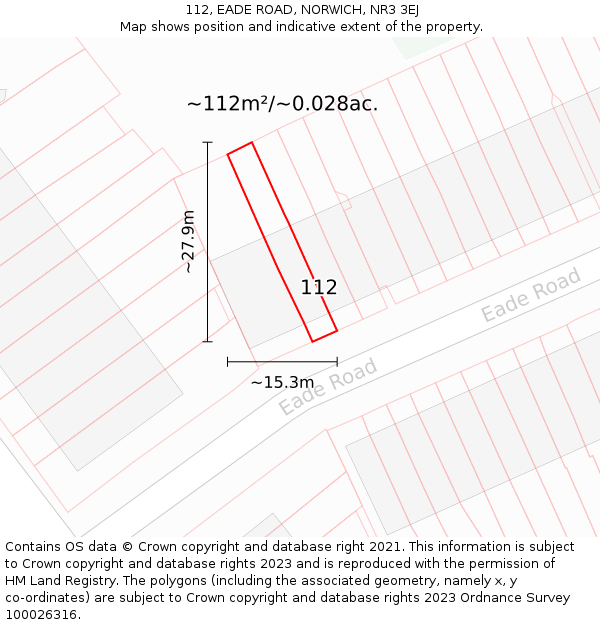 112, EADE ROAD, NORWICH, NR3 3EJ: Plot and title map