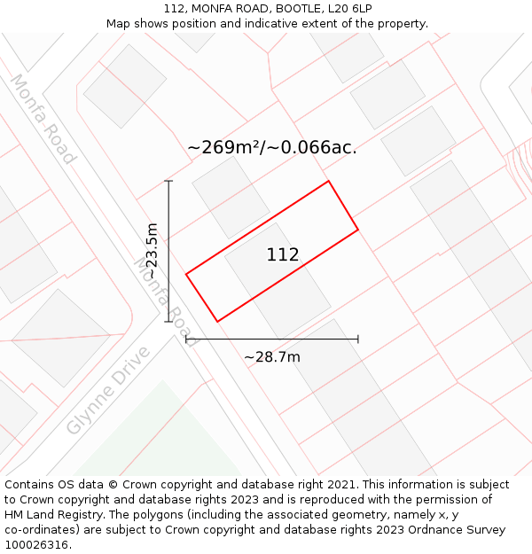 112, MONFA ROAD, BOOTLE, L20 6LP: Plot and title map