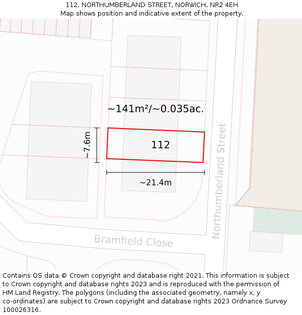 112, NORTHUMBERLAND STREET, NORWICH, NR2 4EH: Plot and title map