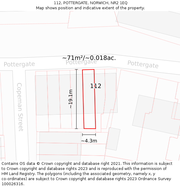 112, POTTERGATE, NORWICH, NR2 1EQ: Plot and title map
