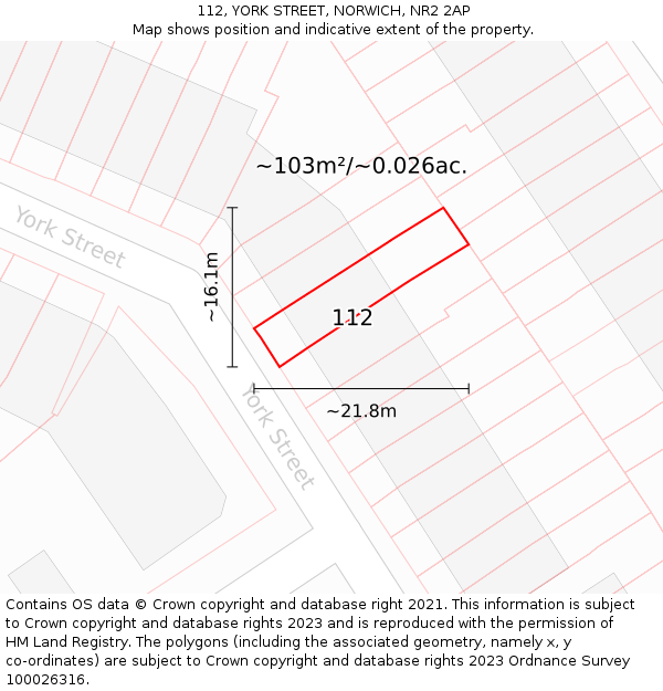 112, YORK STREET, NORWICH, NR2 2AP: Plot and title map