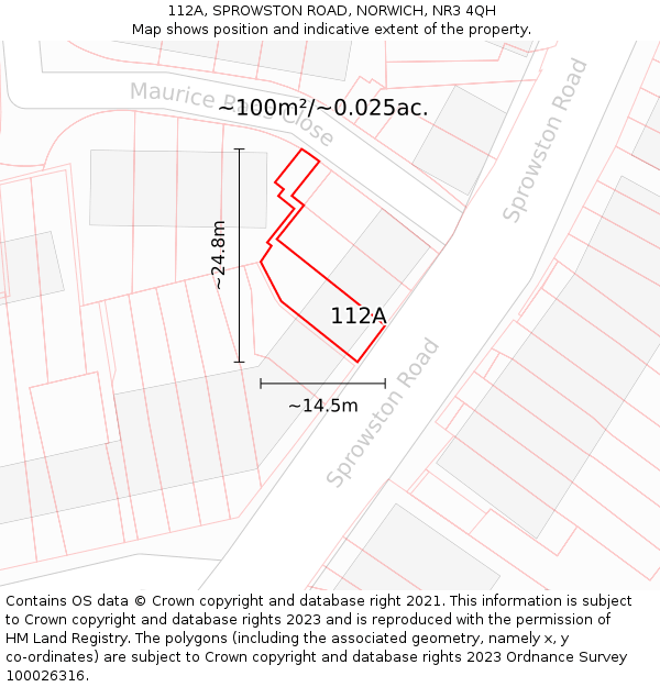 112A, SPROWSTON ROAD, NORWICH, NR3 4QH: Plot and title map