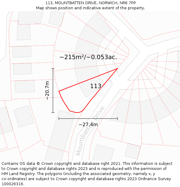 113, MOUNTBATTEN DRIVE, NORWICH, NR6 7PP: Plot and title map