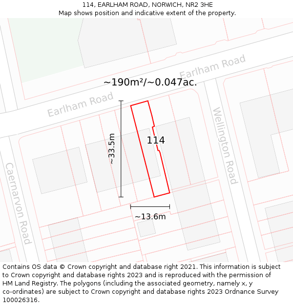114, EARLHAM ROAD, NORWICH, NR2 3HE: Plot and title map