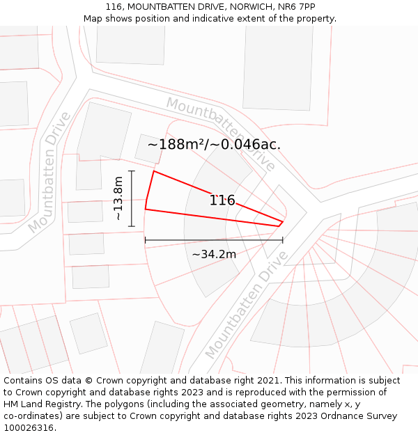 116, MOUNTBATTEN DRIVE, NORWICH, NR6 7PP: Plot and title map