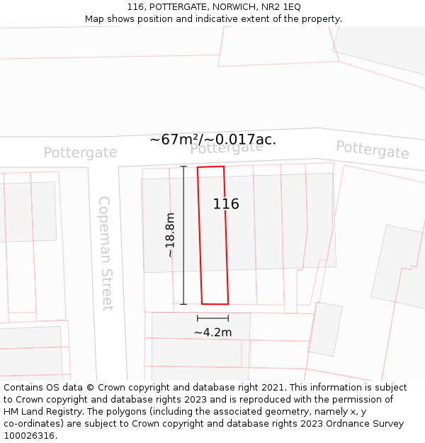 116, POTTERGATE, NORWICH, NR2 1EQ: Plot and title map