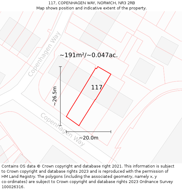 117, COPENHAGEN WAY, NORWICH, NR3 2RB: Plot and title map