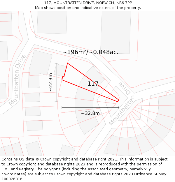 117, MOUNTBATTEN DRIVE, NORWICH, NR6 7PP: Plot and title map