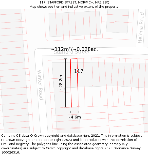 117, STAFFORD STREET, NORWICH, NR2 3BQ: Plot and title map