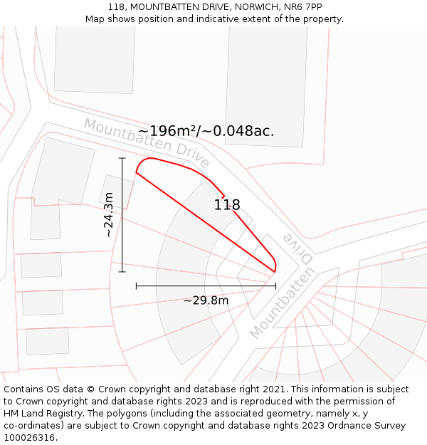 118, MOUNTBATTEN DRIVE, NORWICH, NR6 7PP: Plot and title map