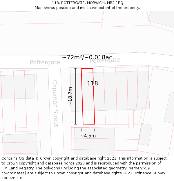 118, POTTERGATE, NORWICH, NR2 1EQ: Plot and title map