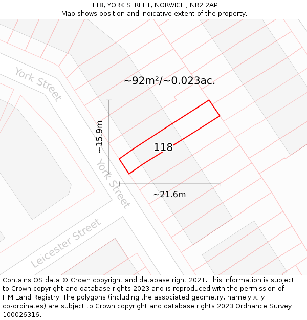 118, YORK STREET, NORWICH, NR2 2AP: Plot and title map