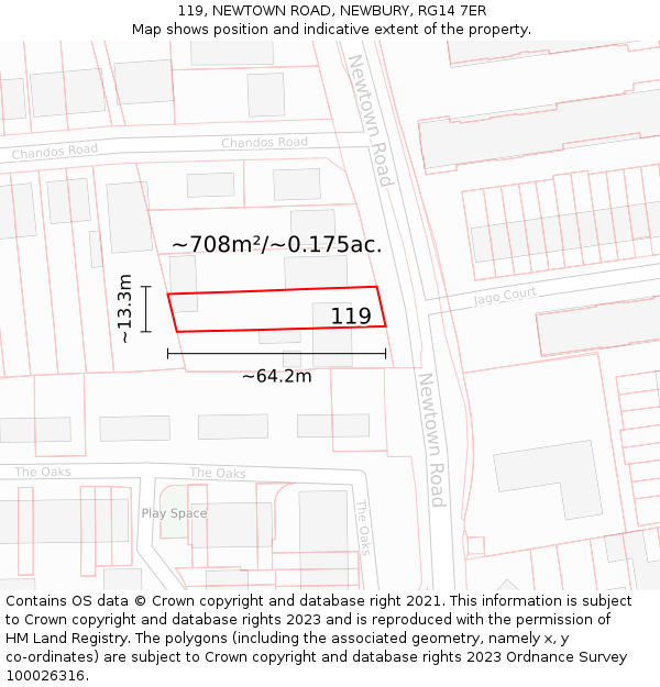 119, NEWTOWN ROAD, NEWBURY, RG14 7ER: Plot and title map