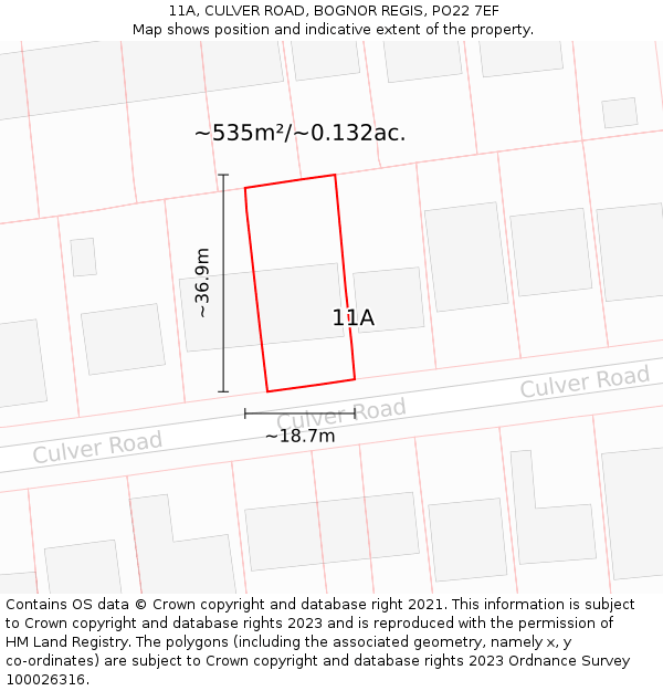 11A, CULVER ROAD, BOGNOR REGIS, PO22 7EF: Plot and title map