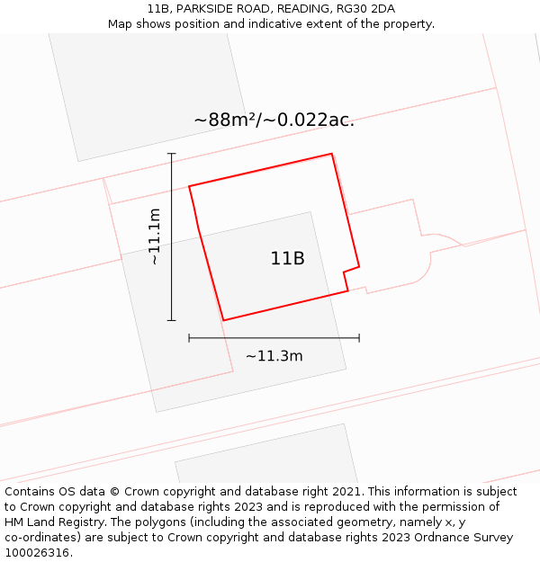 11B, PARKSIDE ROAD, READING, RG30 2DA: Plot and title map